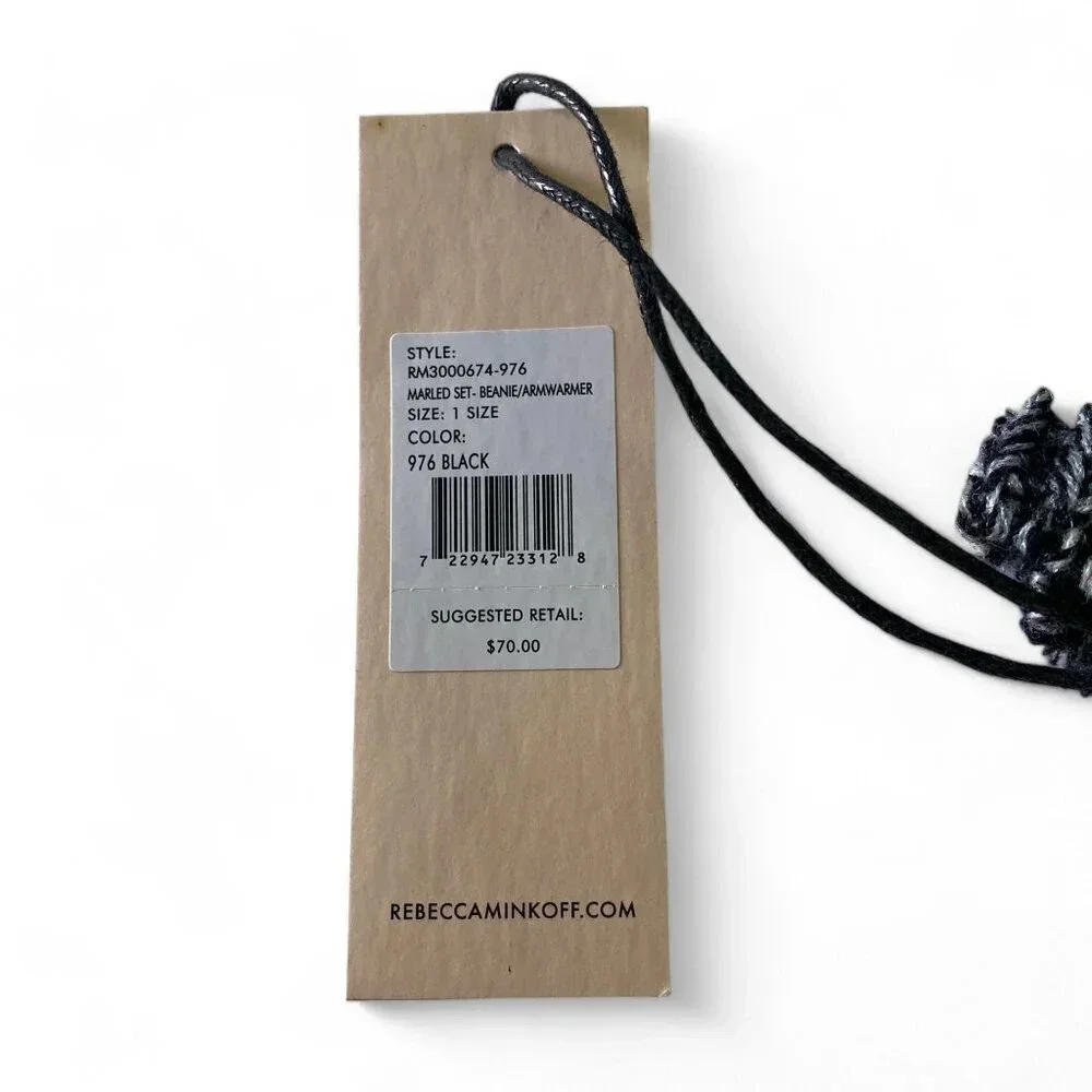 Rebecca Minkoff Black & White‎ Marled Hand Arm Warmers, Acrylic, One Size, NWT